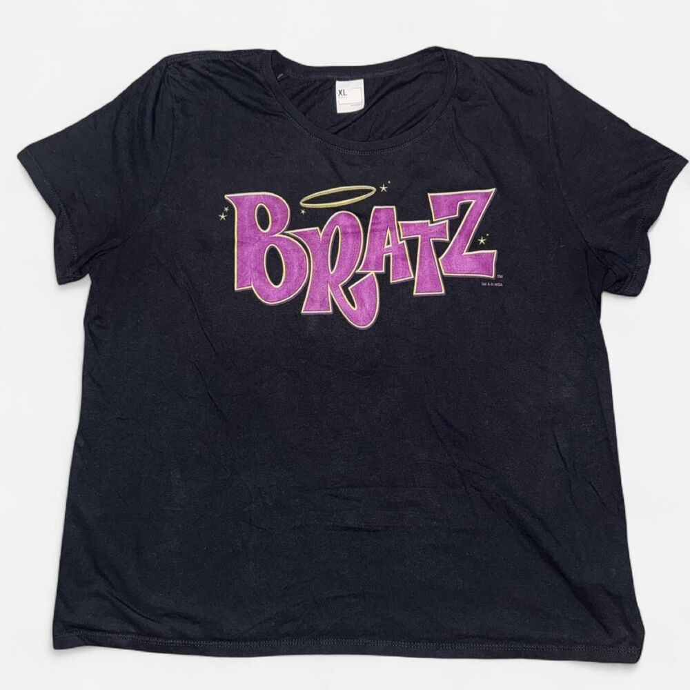 Bratz Doll Purple Logo Black Graphic Tee; Size XL